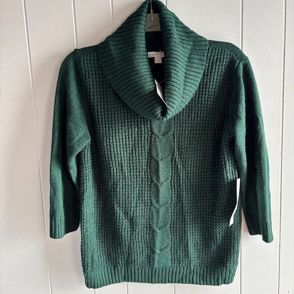 New York & Company Woman's Small Green Shimmer Cowl Neck Pullover Sweater #W - Picture 2 of 8